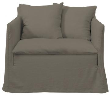 Fauteuil Gabriel 100% Lin Taupe Blanc d'Ivoire