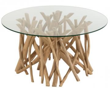 Table Basse de Salon Branches de Teck Naturel