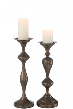 S/2 Chandeliers Métal Bronze