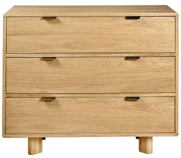 Commode 3 Tiroirs Simona Chêne Clair Blanc d'Ivoire