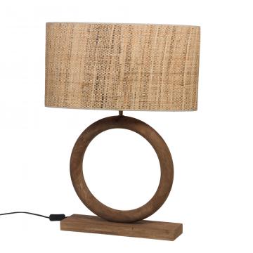 Lampe Cercle Bois Abat-Jour Ovale
