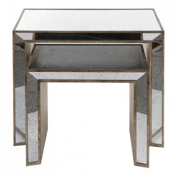 S/2 Tables Gigognes Bois Miroir