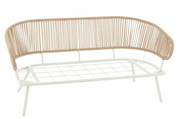 Salon de Jardin Poa Blanc Naturel 3 Pièces