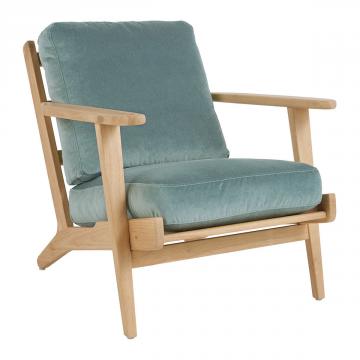 Fauteuil Jules Velours Céladon Blanc d'Ivoire