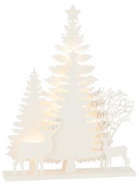 Déco Noël Led Arbres Cerfs Bois Blanc