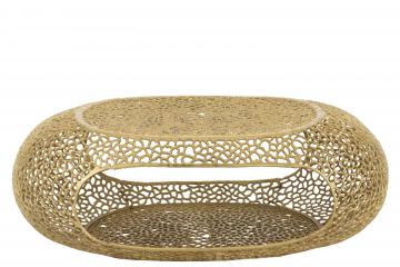 Table Basse Corail Ovale Aluminium Doré