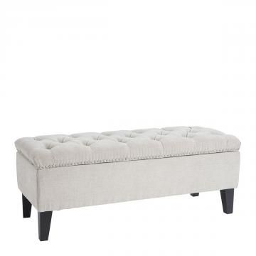 Banc Coffre Arthur Tissu Craie Blanc d'Ivoire