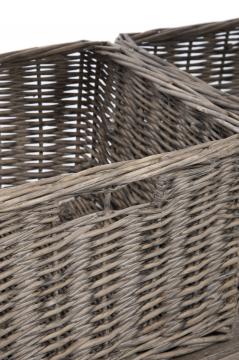 Console 2 Tiroirs 3 Paniers Osier Bois Naturel Grisé