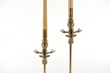 Bougeoir Chandelier Cerf Doré Vieilli PM