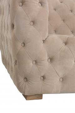 Canapé Suède Velours Capitonné Beige 241cm