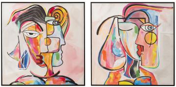 S/2 Cadres Visages Abstraits