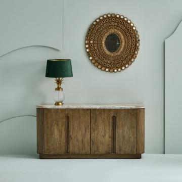 Buffet 4 Portes Buren Bois Massif Marbre