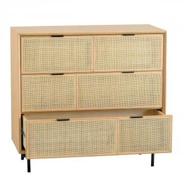 Commode 3 Tiroirs Augustin Chêne Cannage Blanc d'Ivoire