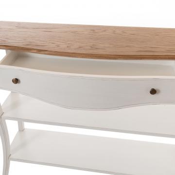 Console 1 Tiroir Loberon Blanc Chêne GM