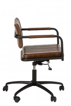 Chaise Bureau Réglable Cuir Marron Indus Vintage