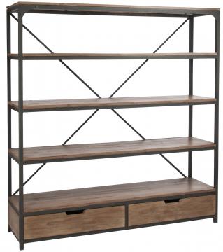 Etagère Indus 3 Niveaux 2 Tiroirs Bois Métal