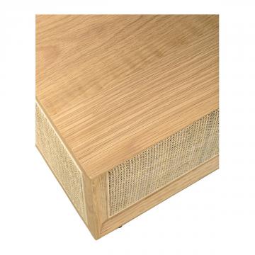 Table Basse Augustin Chêne Cannage Naturel Blanc d'Ivoire