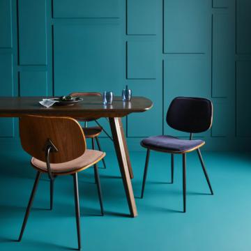Chaise Olympia Bois Velours Bleu