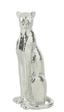 Leopard Miroir Facettes Argent