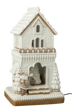 Maison Pain d'Epice Led et Père Noël H46cm