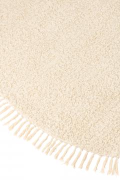 Tapis Rond Franges Coton Crème