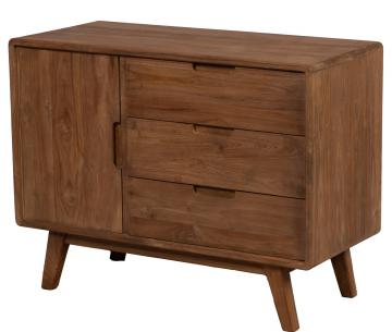 Buffet 1 Porte 3 Tiroirs Teck Massif