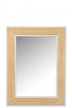 Miroir Molly Bois Blanc Rotin Naturel MM