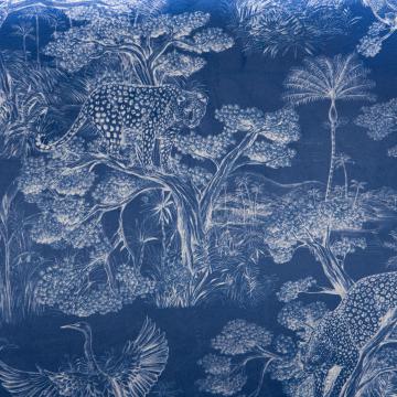 Fauteuil Léon Achille Velours Bleu