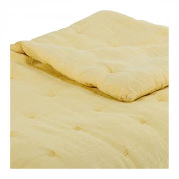 Couvre Lit Chloe Lin Lavé Jaune Pastel 230x180 Blanc d'Ivoire