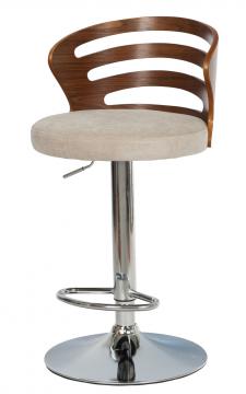 Tabouret de Bar Emilio Tissu Taupe Bois Métal