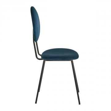 Chaise Colette Velours Bleu Nuit Blanc d'Ivoire