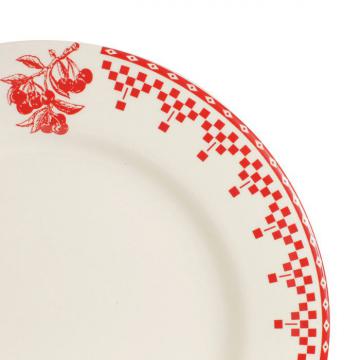 6 Assiettes Plates Damier Rouge Comptoir de Famille