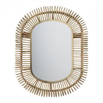 Miroir Salomé Ovale Rotin Métal Blanc d'Ivoire GM
