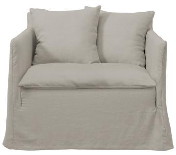 Fauteuil Gabriel Lin Mélangé Gris Clair Blanc d'Ivoire