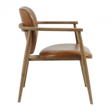 Fauteuil Melvin Cuir Frêne Blanc d'Ivoire