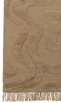 Tapis Tufté Franges Laine Taupe 230*160