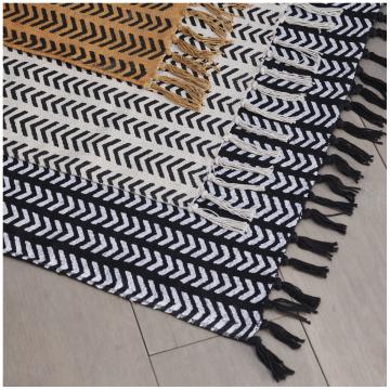 Tapis Nineka Noir Coton Blanc d'Ivoire 300*150
