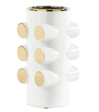 Vase Viran Blanc-Doré H28cm
