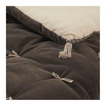 Futon Matteo Velours / Lin Gris Charbon 180x80 Blanc d'Ivoire