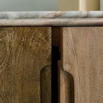 Buffet 4 Portes Buren Bois Massif Marbre