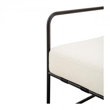 Fauteuil Gaspard Métal Bouclette Crème Blanc d'Ivoire