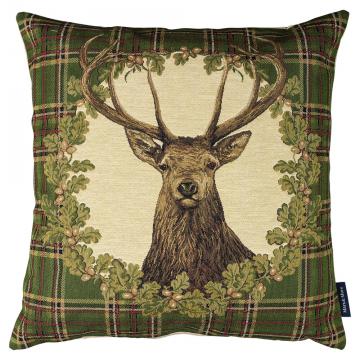 2 Coussins Gobelin Tartan Vert Cerf 45x45