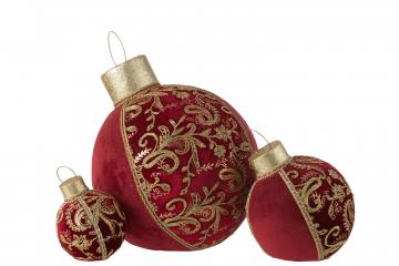 Boule de Noël Velours Rouge-Or ø40cm