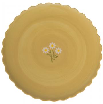 6 Assiettes Plates Daisy Grès Artisanal