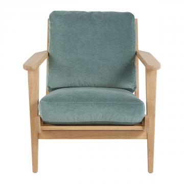 Fauteuil Jules Velours Céladon Blanc d'Ivoire