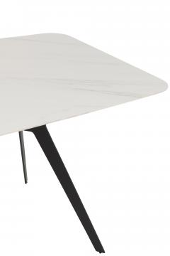 Table à Manger Rectangulaire Métal Porcelaine Blanc