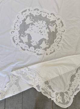 Nappe Luciole Blanc Brodé Coquecigrues Shabby (2 tailles)