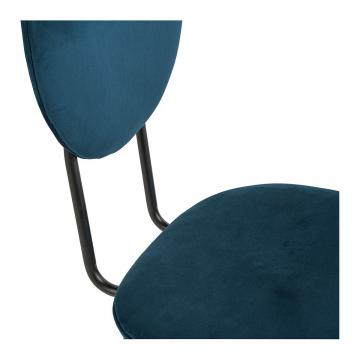 Chaise Colette Velours Bleu Nuit Blanc d'Ivoire