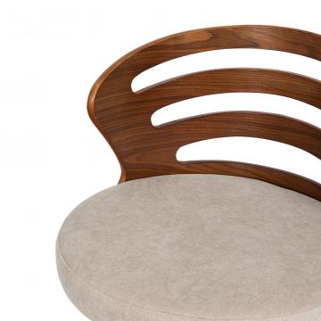 Tabouret de Bar Emilio Tissu Taupe Bois Métal