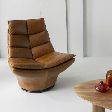Fauteuil Pivotant Achille Cuir Camel Vintage